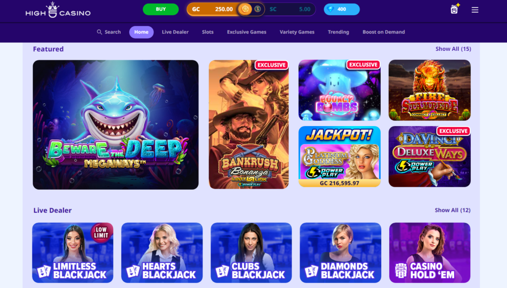 high 5 casino desktop website